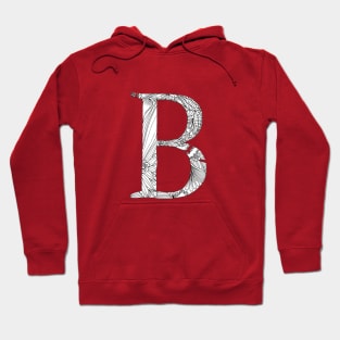 Henna Alphabet B / Henna Letter B - Black Henna Line Art Hoodie